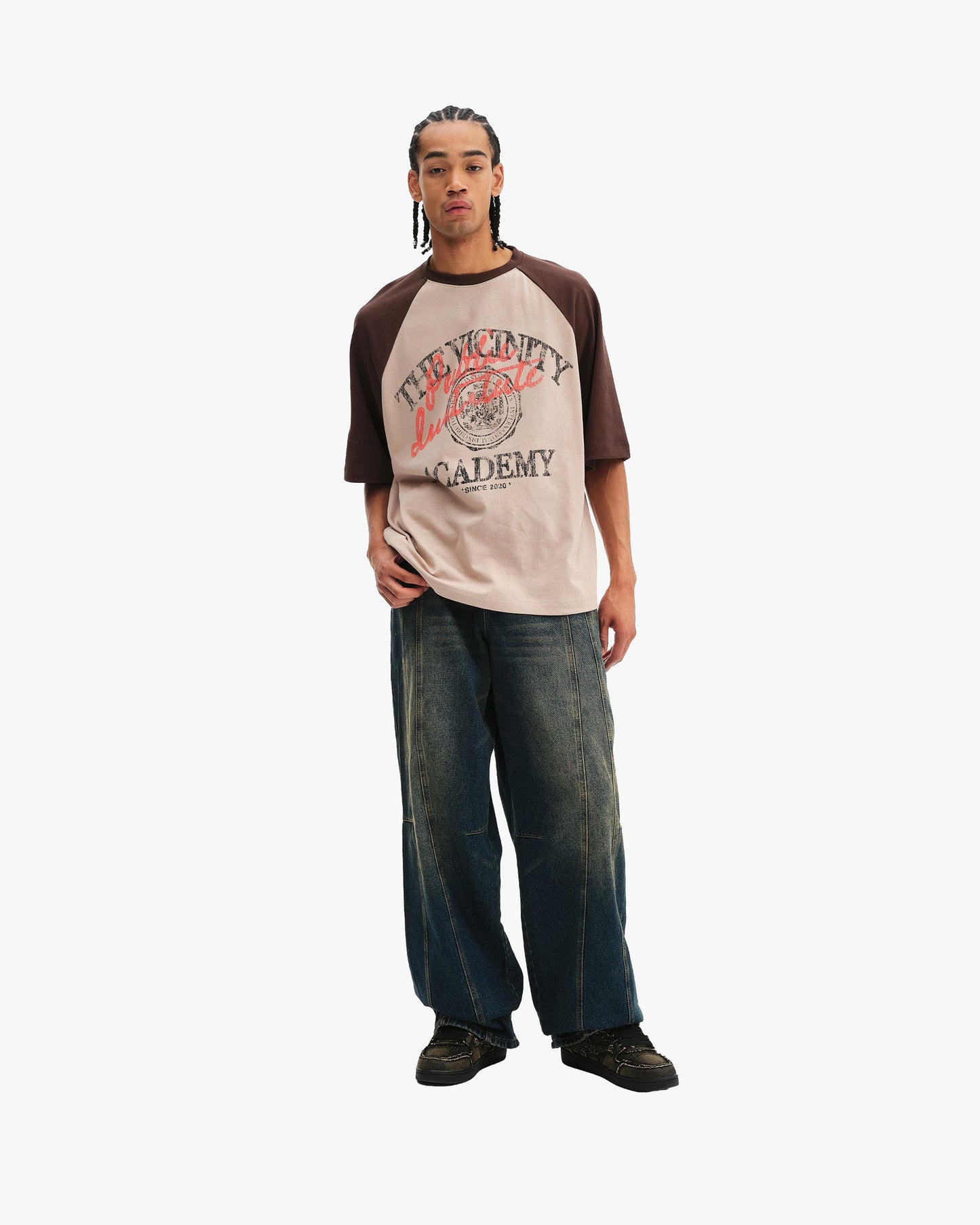 BICOLOR PUBLIC INSTITUTE TEE BROWN/CREAM