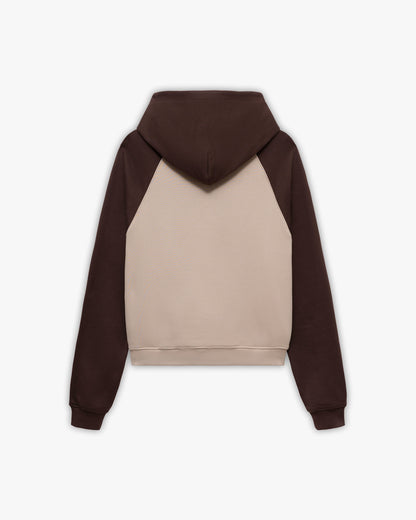 BICOLOR PUBLIC INSTITUTE HOODIE BROWN/CREAM