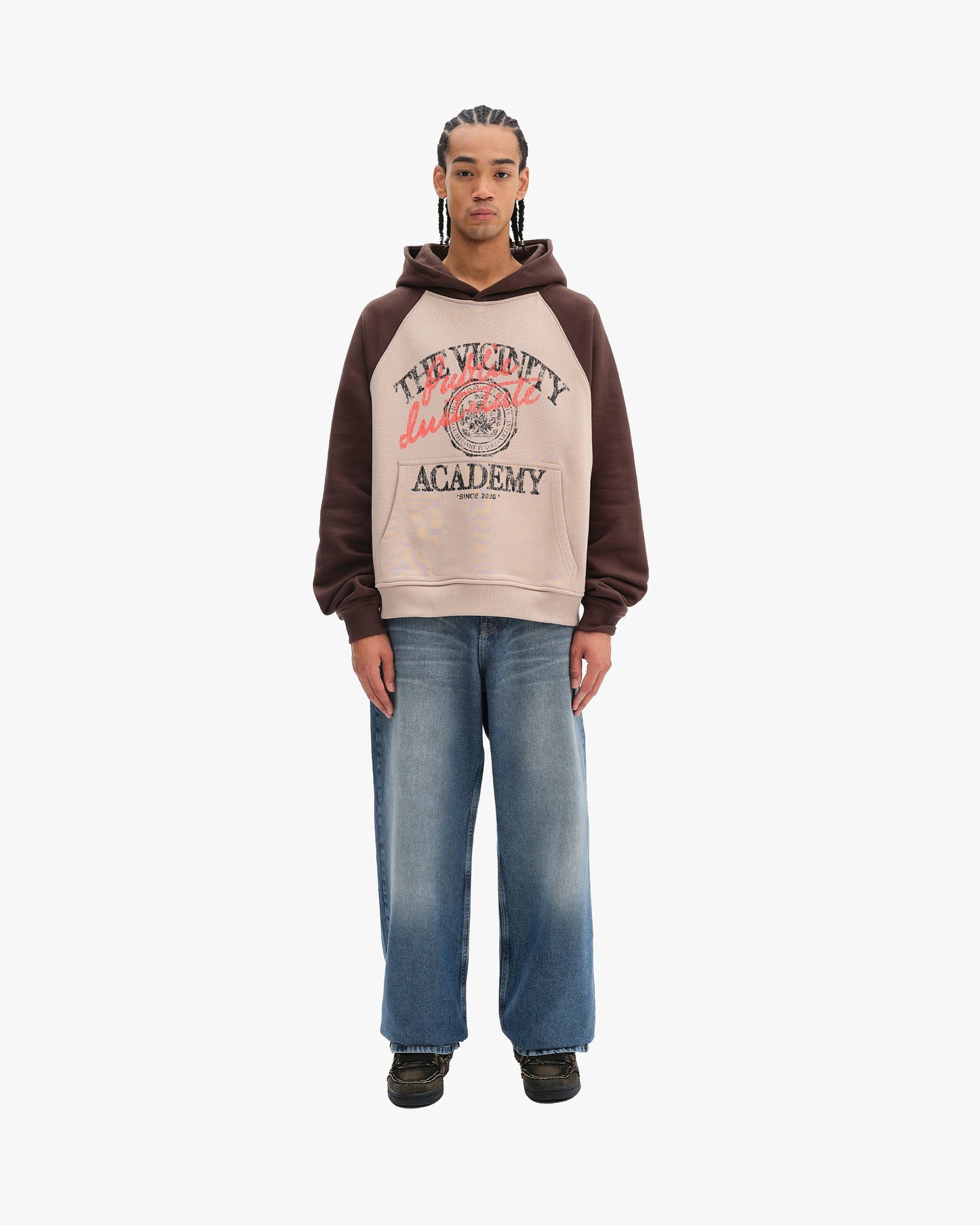 BICOLOR PUBLIC INSTITUTE HOODIE BROWN/CREAM