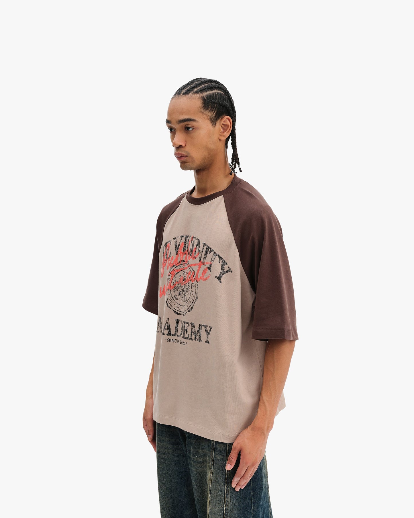 BICOLOR PUBLIC INSTITUTE TEE BROWN/CREAM