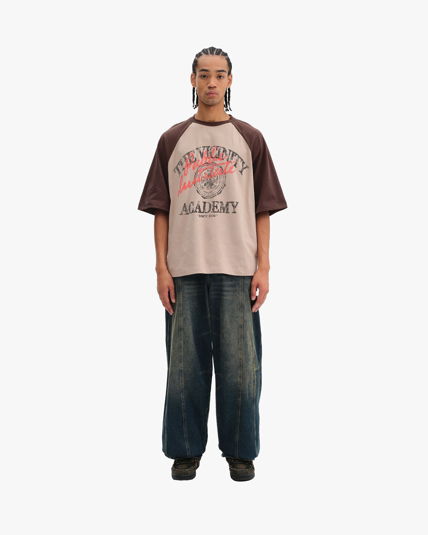 BICOLOR PUBLIC INSTITUTE TEE BROWN/CREAM