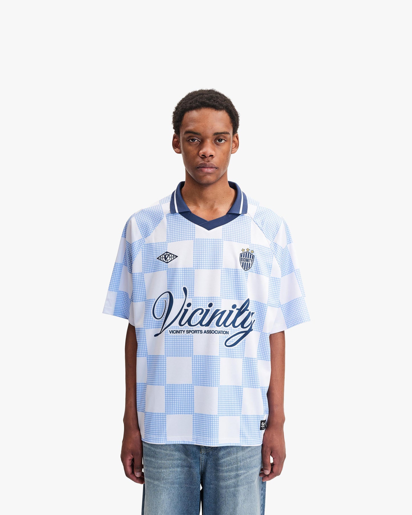 CARO CHECKER JERSEY BLUE/WHITE