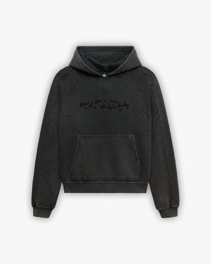 ACID WASHED HOODIE DARK GREY