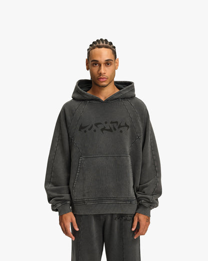 ACID WASHED HOODIE DARK GREY