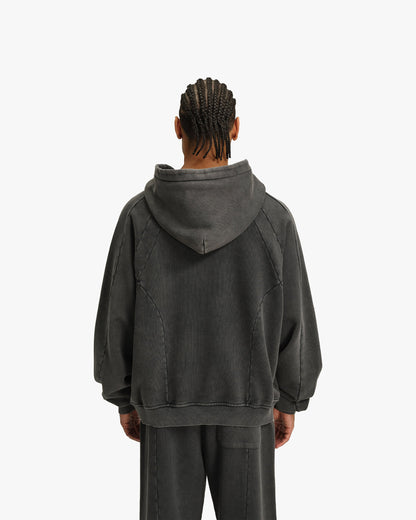 ACID WASHED HOODIE DARK GREY