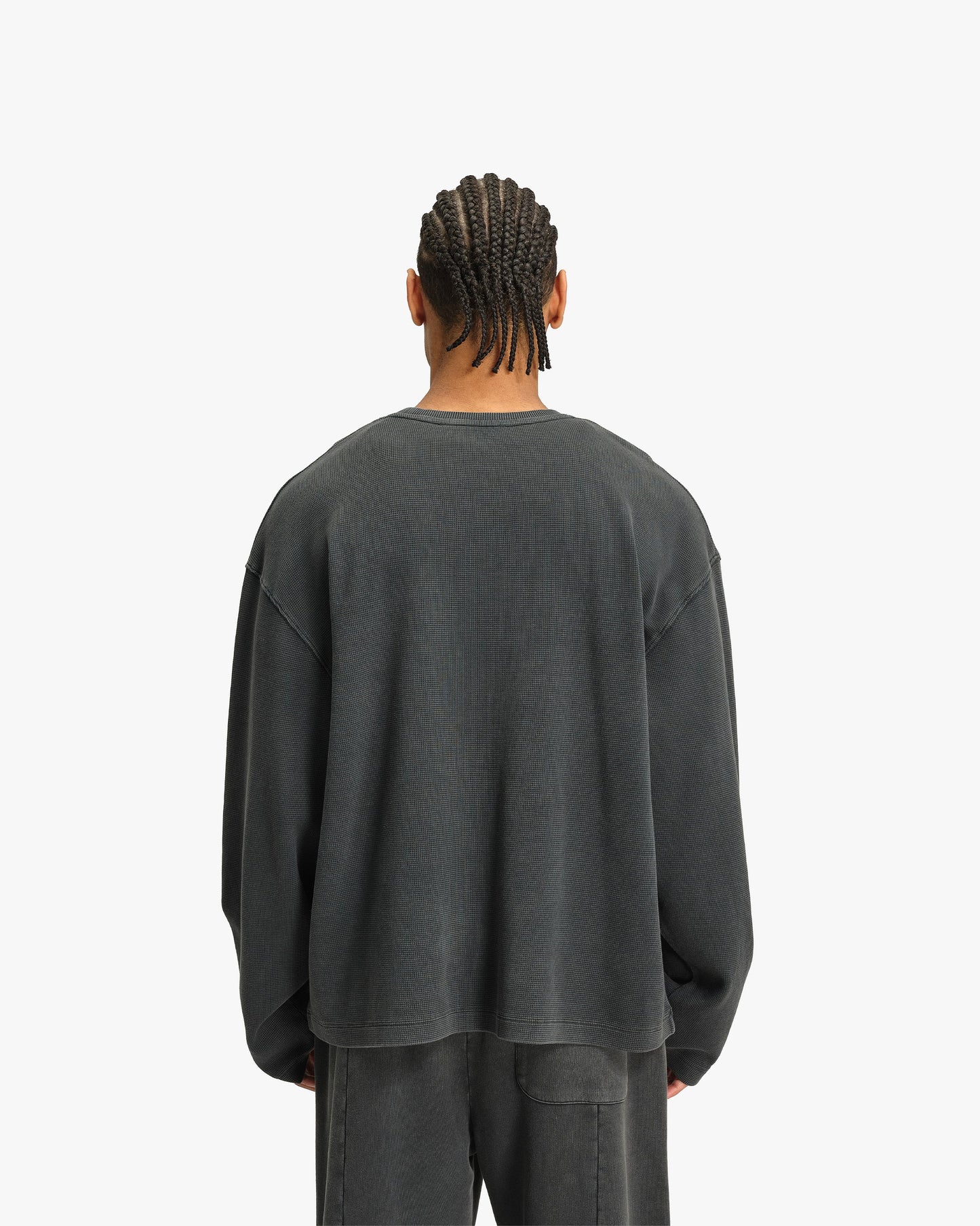 ACID WASHED WAFFLE LONGSLEEVE DARK GREY