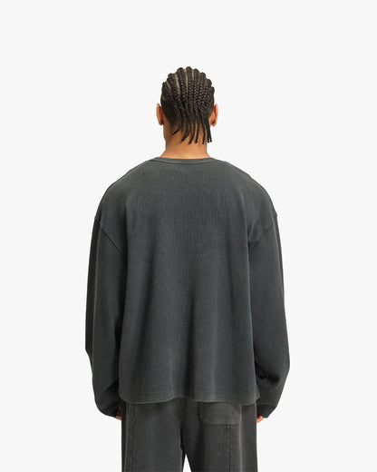 ACID WASHED WAFFLE LONGSLEEVE DARK GREY