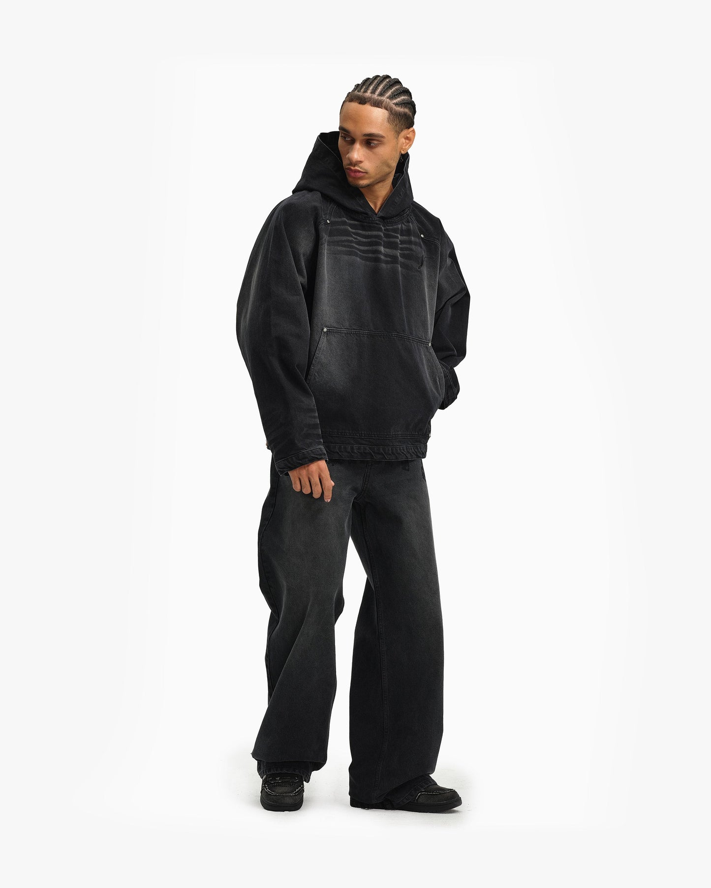 WILD SOUTH DENIM HOODIE COAL