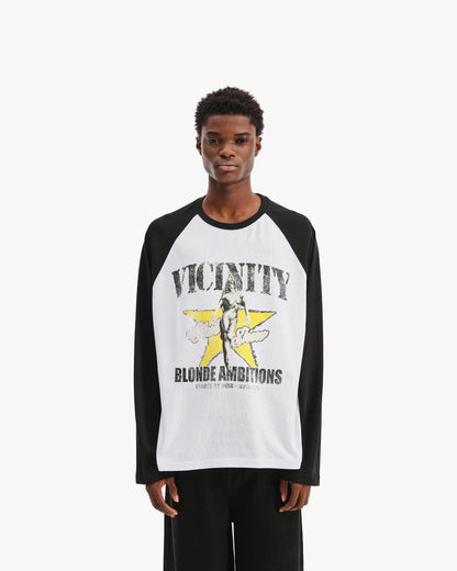 BLONDE AMBITIONS LONGSLEEVE WHITE/BLACK
