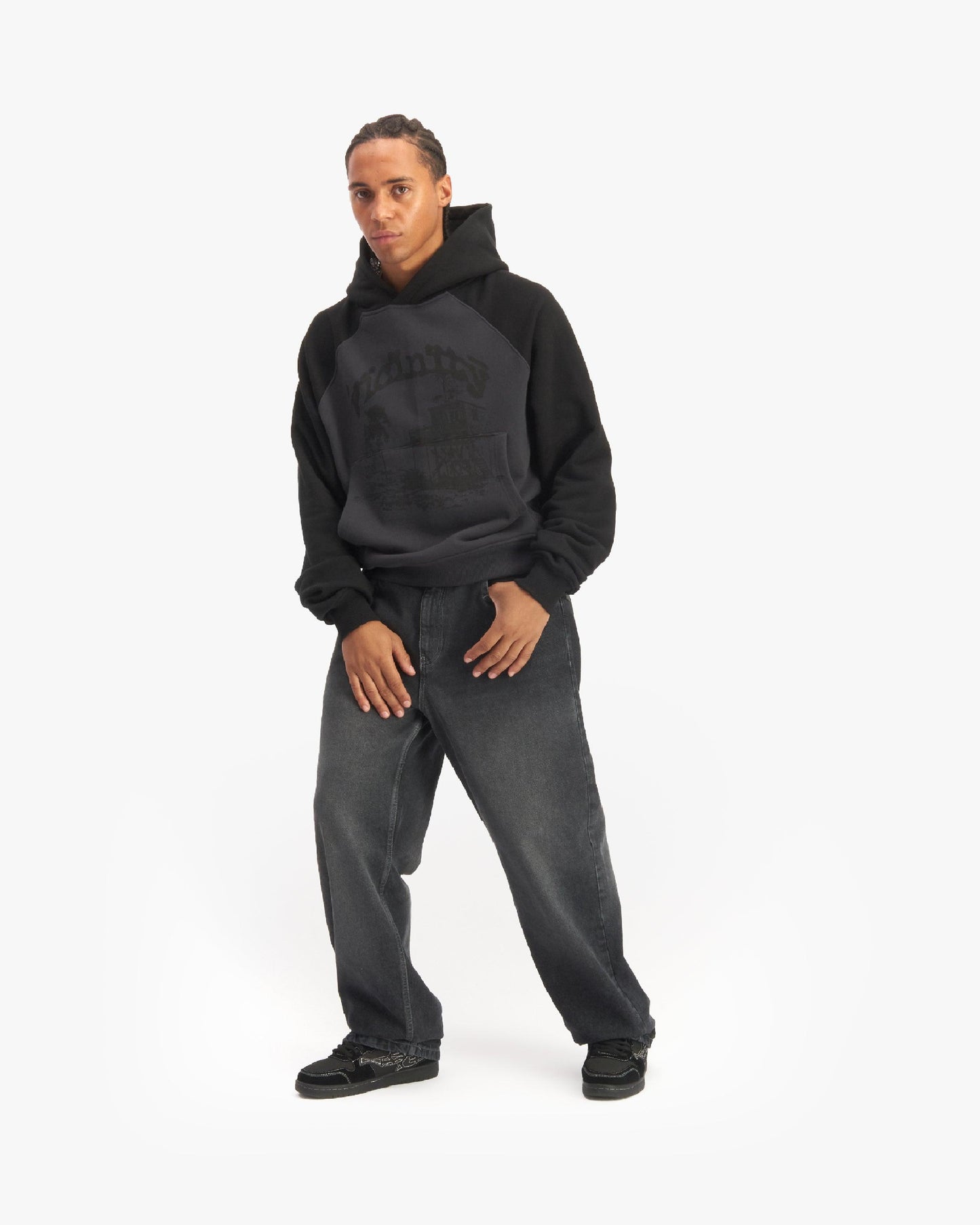 BICOLOR SHOOTING HOUSE HOODIE DARK GREY/BLACK