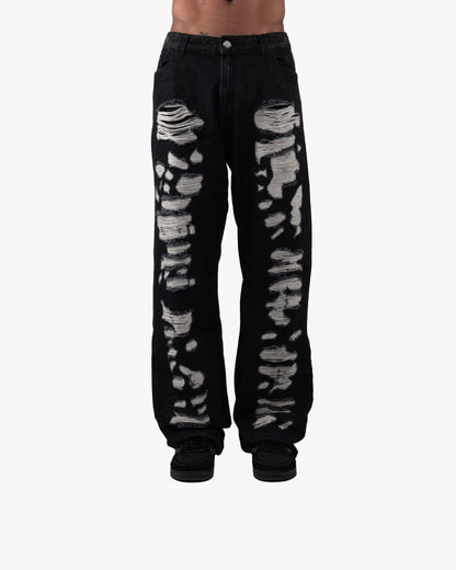 DISTRESSED DENIM BLACK